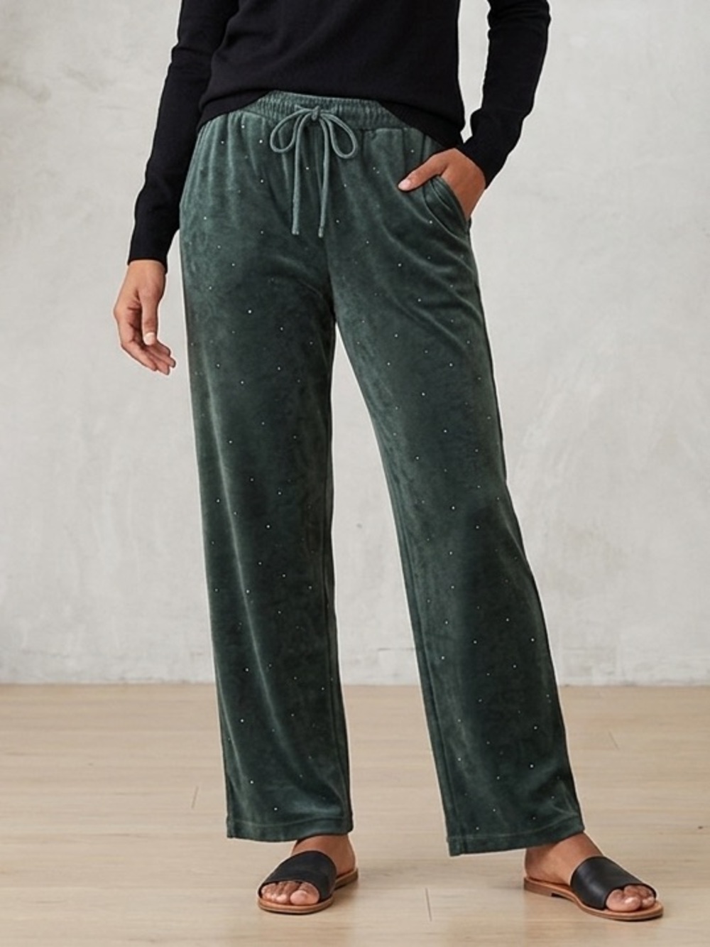 Oysho Velvet Polka Dot Super Soft Lounge Sweatpants Pajama Pants Raw Hem Medium